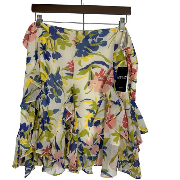 Lauren Ralph Lauren Dresses & Skirts - Lauren Ralph Lauren Floral Ruffle Trim Georgette Skirt 18W Feminine Cottagecore